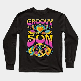 70s Retro Groovy Son Matching Family Birthday Party Long Sleeve T-Shirt